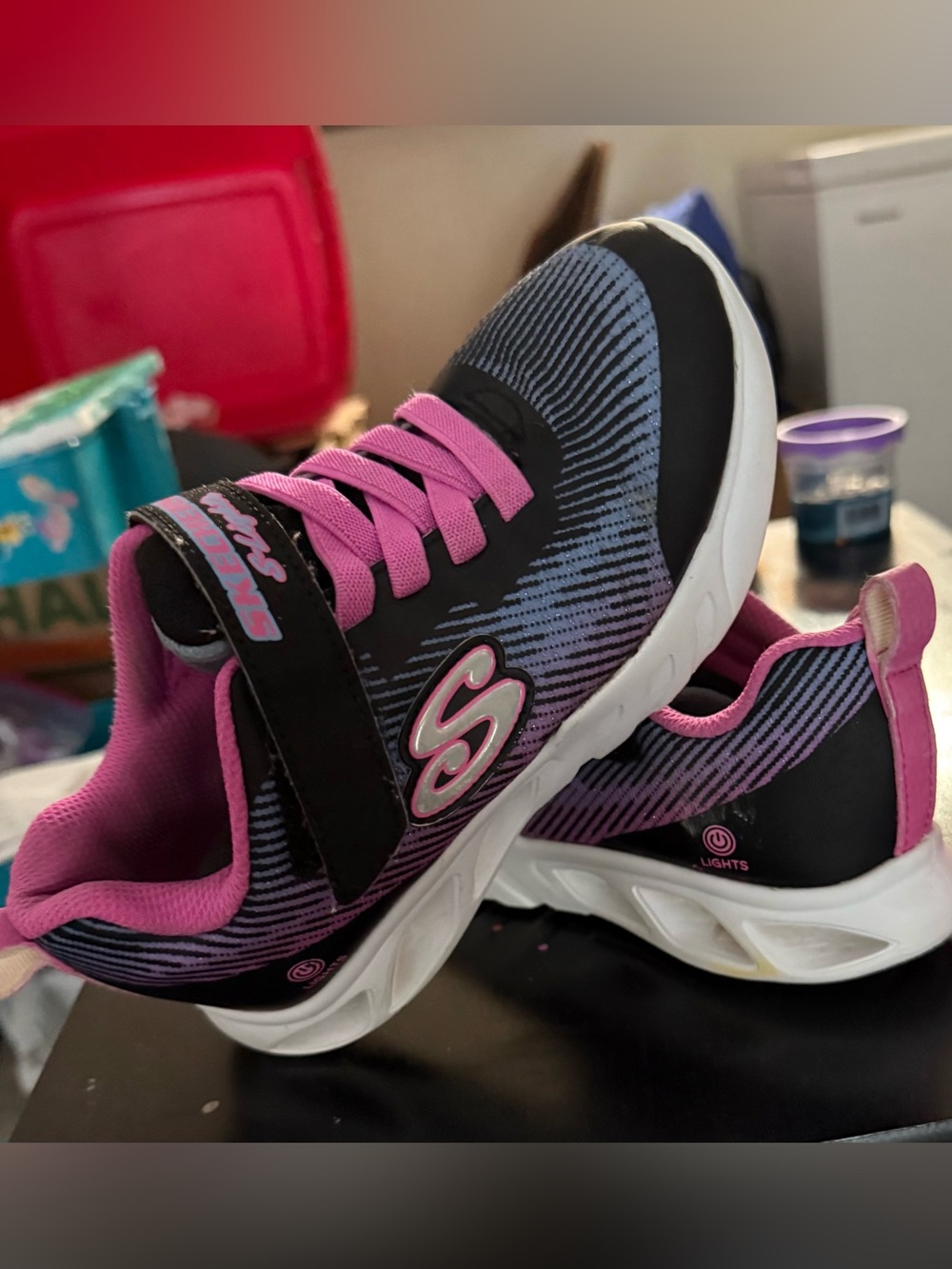 Skechers Kids Light-Up Sneakers in Black & Pink